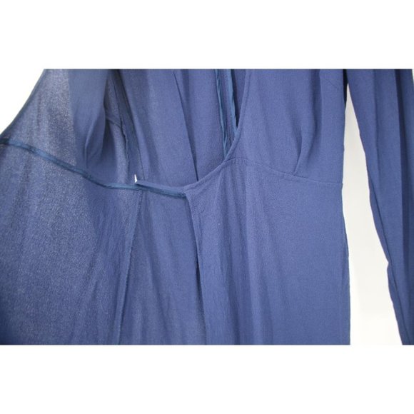 reformation Women's S/M Wrap around mini dress blue long sleeve back zip - Picture 3 of 9